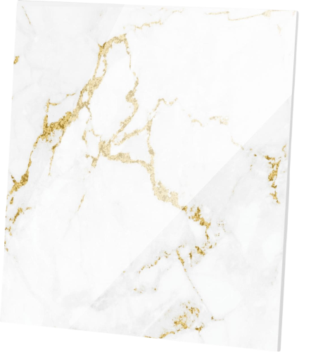 Komplet Wentylator dRim 125 DTS Panel Szklany Biało-Złoty Marmur Połysk